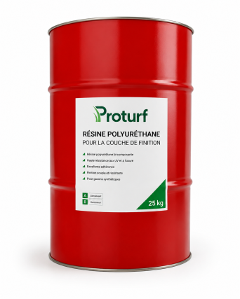 Fût rouge de résine polyuréthane Proturf 25 kg pour couche de finition