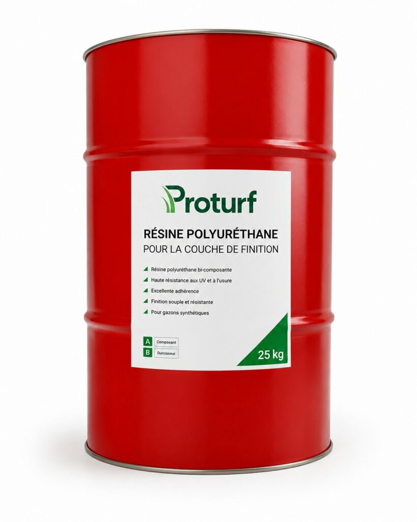 Fût rouge de résine polyuréthane Proturf 25 kg pour couche de finition